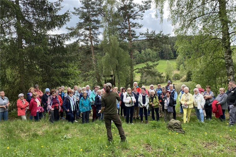 Geopark-Rangerin stellt Landfrauengruppe Aufgaben des Naturparks um Friedenfels vor.