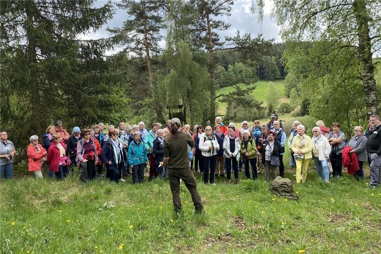 Geopark-Rangerin stellt Landfrauengruppe Aufgaben des Naturparks um Friedenfels vor.