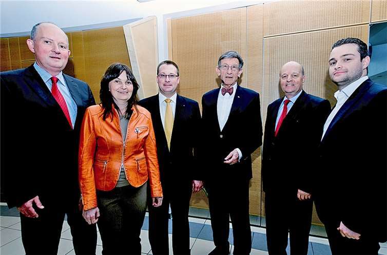 Gerd Raspiller, Mechthild Heil, Gino Gilles, Prof. Dr. Heinz Riesenhuber, Dr. Adi Weiland und Torsten Welling (v. l.).