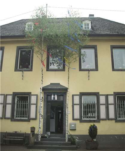 Gleich zwei Maibäume wurden am Pfarrhaus in Niedermendig aufgestellt.FRE