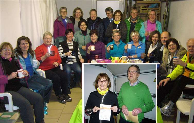 Glühwein in der Garage und eine Ehrung für Renate Reuß – ein gelungener Jahresanfang fand für die Dieblicher Wingerts Walker statt.Fotos: Patricia Masius/Eduard Brust