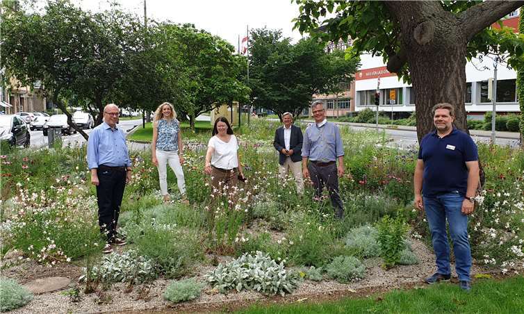 Gordon Gniewosz (Fraktion Bündnis 90/ Die Grünen), Laura Martín Martorell (Fraktion Bündnis 90/Die Grünen), Ulrike Höfken (Staatsministerin für Umwelt, Energie, Ernährung und Forsten Rheinland-Pfalz), Dr. Ulrich Kleemann (Fraktion Bündnis 90/ Die Grünen), Martin Schmidt (Vorstandssprecher Bündnis 90/Die Grünen Koblenz), Andreas Drechsler (Werkleiter Eigenbetrieb Grünflächen- und Bestattungswesen der Stadt Koblenz). Alle Bildrechte freigegeben.Quelle: Stadtratsfraktion Bündnis90/Die Grünen Koblenz