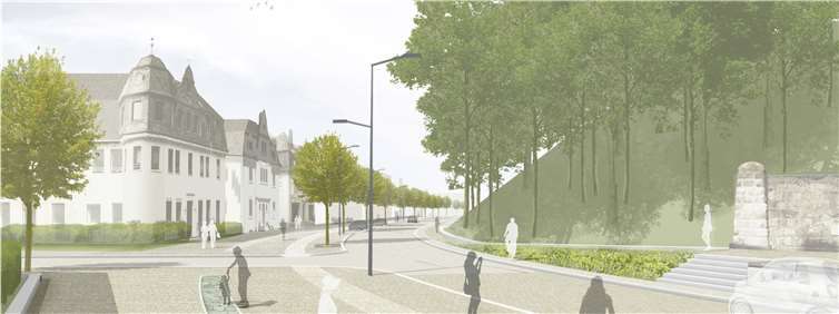 Grafische Darstellung der mittleren Bahnhofstraße im Bereich AmtsgerichtBild: TDB Landschaftsarchitektur