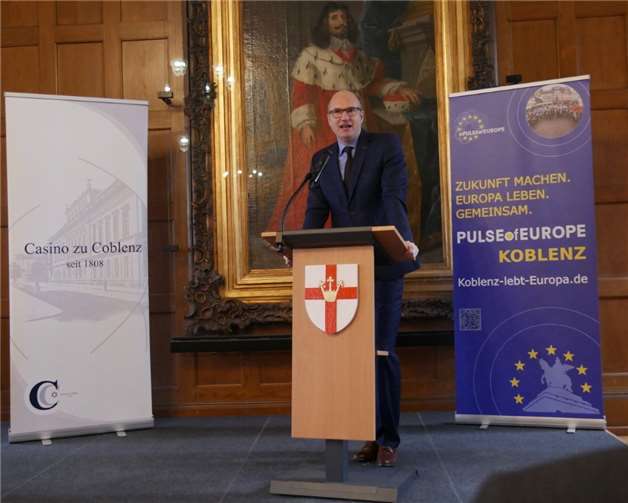 Gregor Kirchhof während seiner Rede.Quelle Pulse of Europe Koblenz
