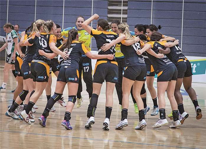 Grund zum Jubeln hatten die Vulkan-Ladies nach dem dritten Sieg im dritten Heimspiel. SHU