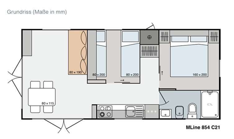 So sehen die Tiny Houses für Sinziger Flutbetroffene aus Grundriss der Tiny Houses. Quelle: Caravanzeit GmbH