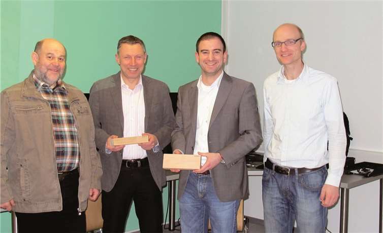 Günter Martin, Hartmut Tann, Marcel Hürter, MdL, sowie Tobias Götz, Geschäftsführer Pirmin Jung Deutschland GmbH (v.l.). privat