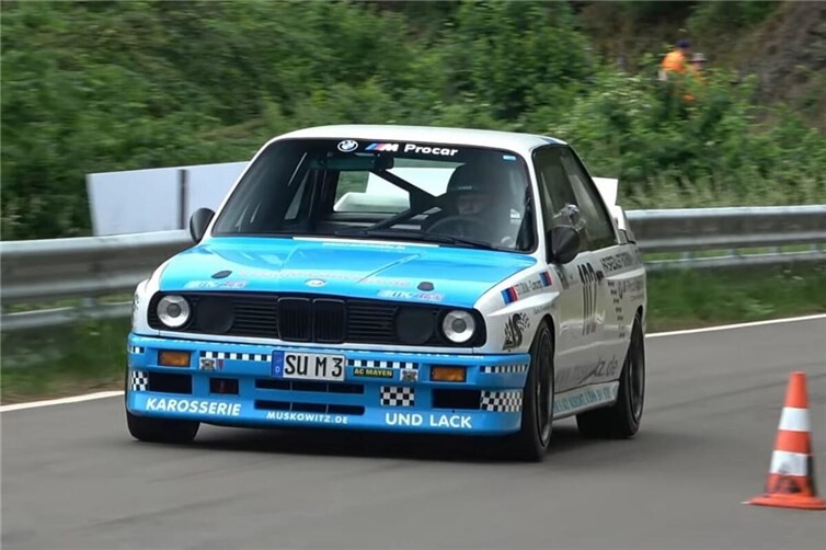Günther Borzek mit seinem BMW M3 beim Bergslalom des MSC Osann-Monzel auf der ehemaligen Europa-Berg-Rennstrecke K82 zwischen Fell und Thomm
