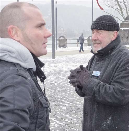 Guido Rennert und Arthur Matyschok im kalten Koblenz.privat