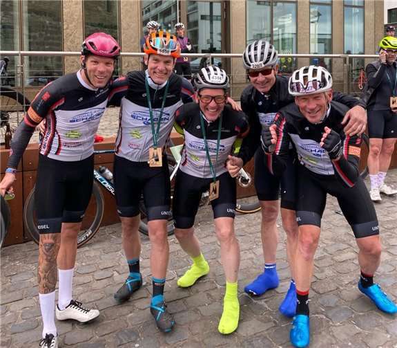 Gute Stimmung beim RSC Untermosel: v.li. Matthias Welther, Christoph Walter, Andreas Junglas, Christian Wilkening und Robert Marquet. Foto: Robert Marquet