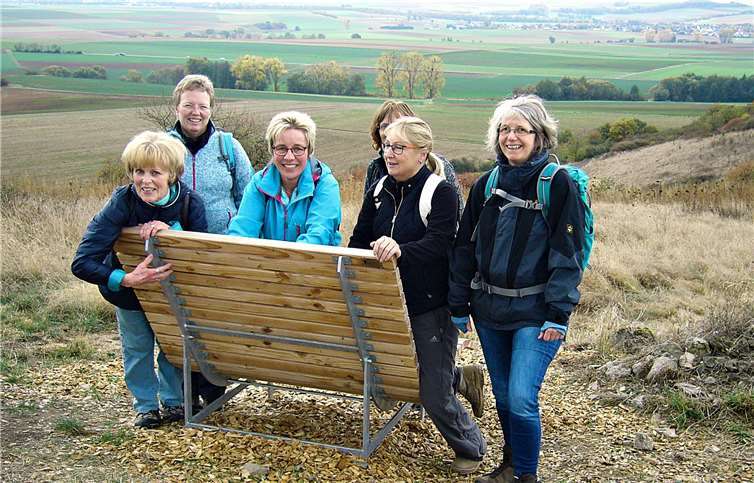 Gutgelaunt mit Blick in die Ferne – die Dieblicher Wingerts Walker genießen den Trip durch die Eifel. Patricia Masius