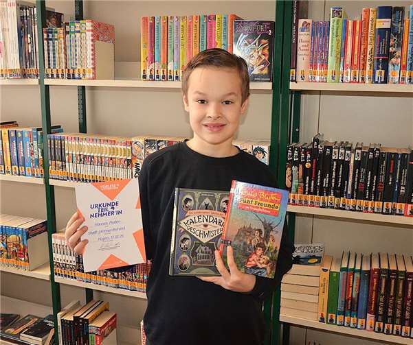 Hannes Platen (Klasse 6d) vom Kurfürst-Salentin-Gymnasium erzielte den 2. Platz des Regionalentscheids des 66. Vorlesewettbewerbs. Foto: privat
