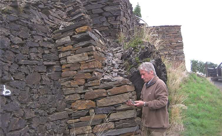 Hans Boes, der Vorsitzende der Kreis-FWG, konnte sich vor Ort von dem äußerst gefährlichen Zustand einiger Mauern überzeugen.privat