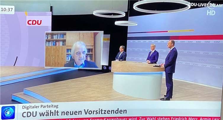 Hans-Werner Adams kam aufgrund einer Technikpanne nicht zu Wort.Screenshot: ARD