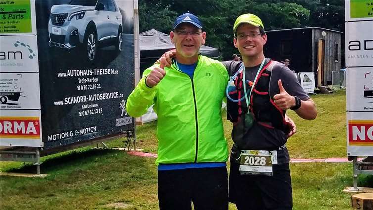 Harald Kuster und Tobias Bussmann nahmen am Hunsbuckel-Trail teil. Foto:privat