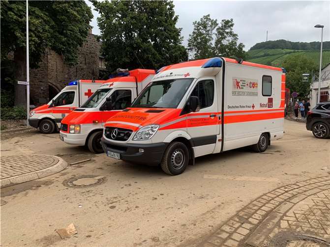 Helfer aus Rheinland-Pfalz in Ahrweiler am 16. Juli 2021. Foto: ROB