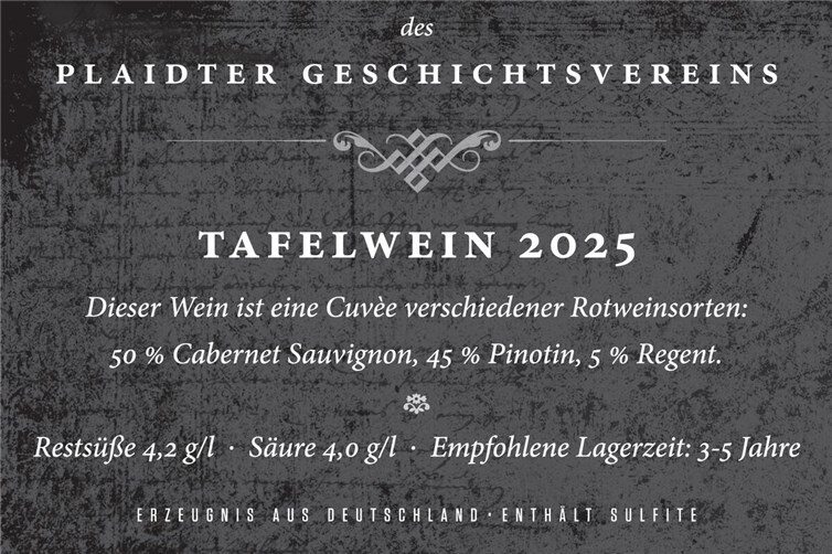 Hier das Etikett des 2025ers aus Plaidt