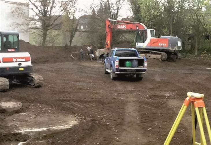 Hier wurde das Grundstück für die Bodenplatte vorbereitet.privat