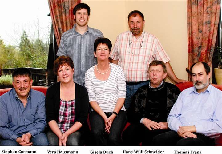 (Hinten v.l.) Christian Sieben und Hans-Joachim Duch, (vorne v.l.) Stephan Cormann, Versa Hausmann, Gisela Duch, Hans-Willi Schneider und Thomas Franz. Privat
