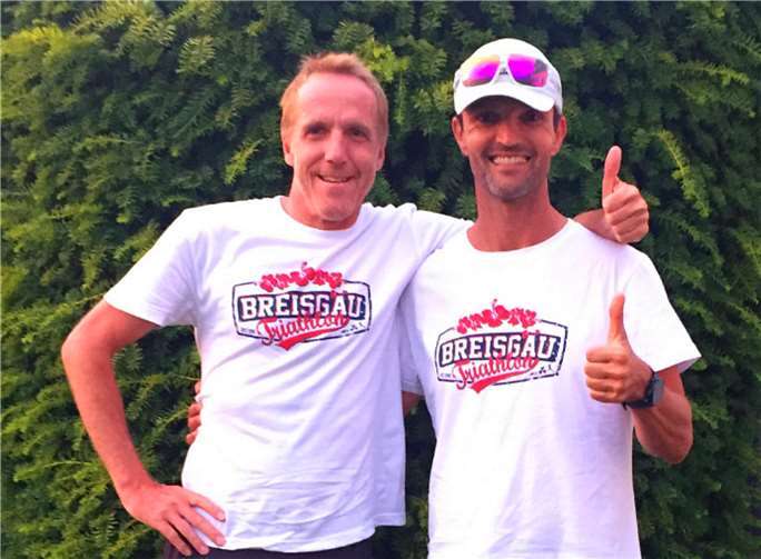 Holger Nickolaus und Torsten Drommel (v.l.) glücklich im Ziel.Foto: privat