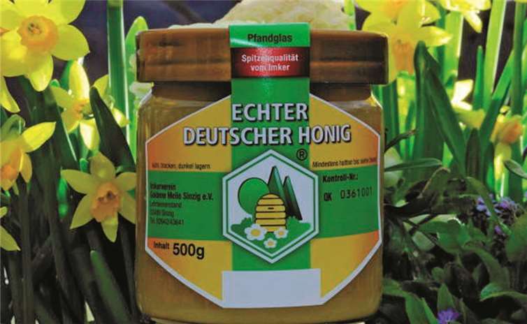 Honigglas mit Gewährstreifen des Imkervereins Goldene Meile e.V..  Privat