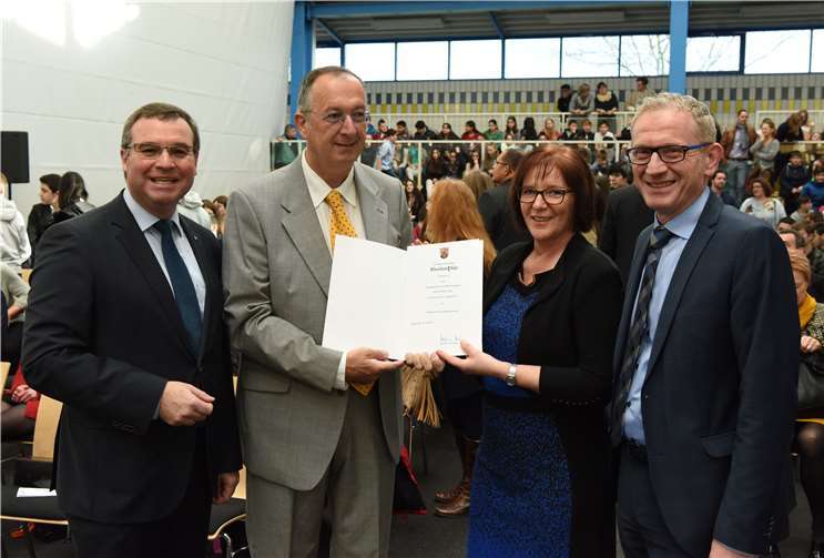 Horst Gies, Ralf Groß, Doris Stutz und Guido Orthen (v.l.) bei der Amtseinführung.-FIX-