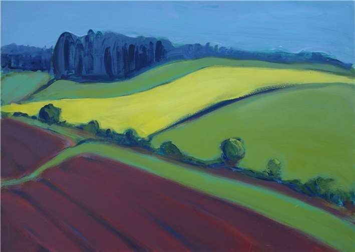 Ihre Eindrücke bei Reisen durch Deutschland und Europa hielt Jutta Redling in Skizzen und Fotos fest und bearbeitete sie in Acryltechnik zu farbenfrohen, eigenständigen Kompositionen. Foto: privat