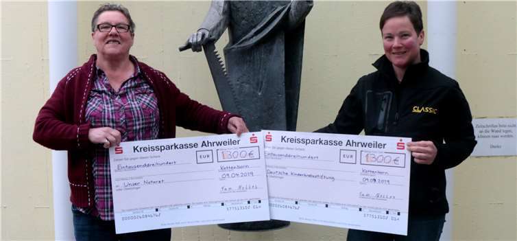 Ihre Geburtstage nahmen Annedore Links und Gabi Nelles (Tante und Nichte) zum Anlass, um für einen guten Zweck zu sammeln. So konnten dieser Tage die stattlichen Beträge von je 1.300 Euro an die Deutsche Kinderkrebsstiftung und „Unser Notarzt“ überwiesen werden..Fotos: SES