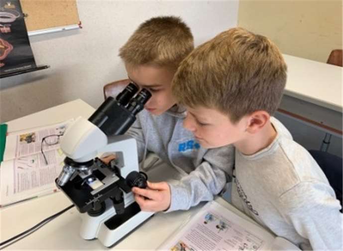 Im Biologiesaal konnten die Mikroskope getestet werden.