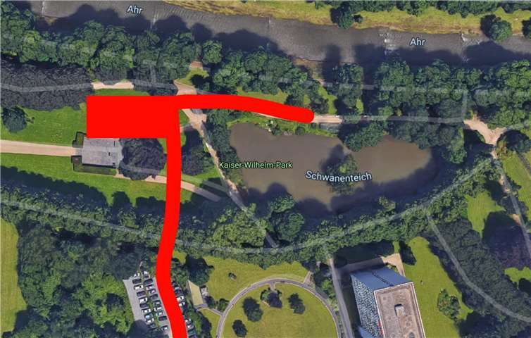 Im Kaiser-Wilhelm-Park beginnen nun die Vorbereitungen zur Errichtung der neuen Mühlenteichbrücke am Schwanenteich.Quelle: Landesgartenschau gGmbH