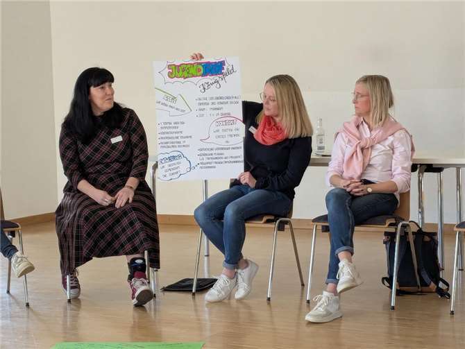 Im Königsfelder Bürgerhaus zeigte sich exemplarisch, wie das „KulTOURnetz“-Konzept konkrete Formen annehmen kann: Auf Initiative des Projektteams traten zahlreiche Königsfelder Bürger*innen zusammen, ermittelten Bedarfe und Potenziale der Ortsgemeinde und arbeiten nun gemeinsam auf einen Jugendtreff hin.  Foto: Jutta Dietz