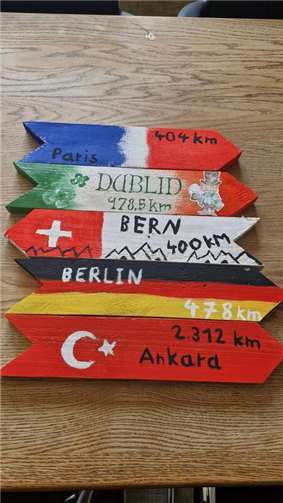 Im Rahmen der Europa-Woche gestalteten Kinder und Jugendliche bei „Aufwind Ahr“ liebevoll bemalte Wegweiser zu europäischen Hauptstädten.