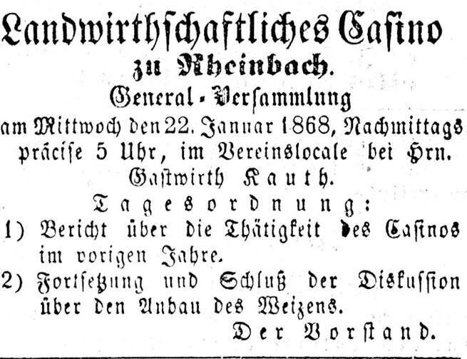 Im Rheinbacher Kreisblatt wurden die Veranstaltungen des Vereins angekündigt.