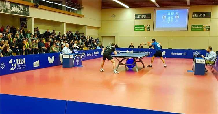 Im „Schlüsselspiel“, wie Jülichs Trainer Miroslav Broda später analysierte, siegte Mihai Bobocica nach hohen Rückständen gegen Deni Kozul.Foto: David Rieß