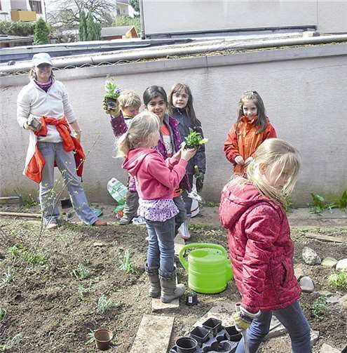 Im Schulgarten wurde fleißig gearbeitet.privat
