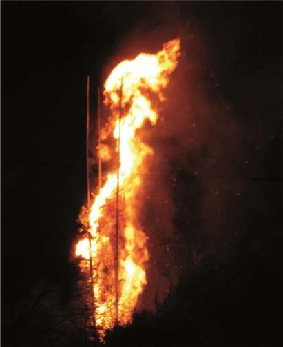 Immer wieder ein besonderer Blickfang - das große, hell lodernde Martinsfeuer der Bachemer Junggesellen in den Weinbergen. Ditmar Simon