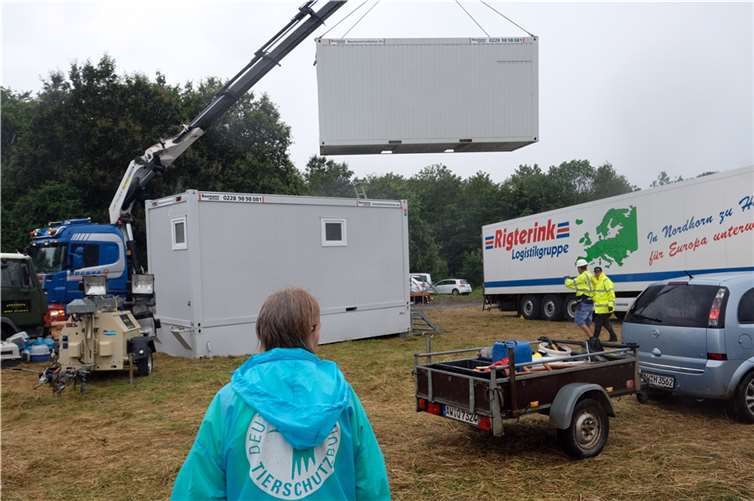 In Altenahr errichtete der Deutsche Tierschutzbund ein Tierhilfe-Camp als Stützpunkt für Tierretter. Foto: Deutscher Tierschutzbund e.V. / Bernd Schaller