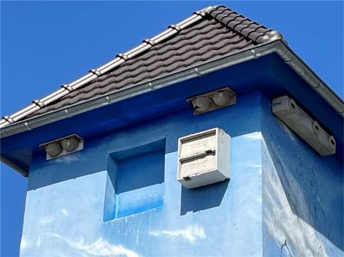 In dem 2018 umgerüsteten Trafoturm in Meckenheim Merl sind nun fünf Mehlschwalbenpaare eingezogen. Foto: privat