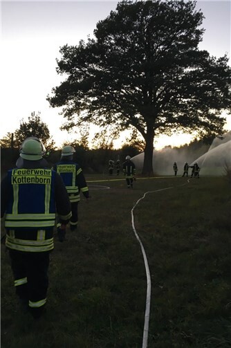 In dem Übungsszenario ist auch eine Gründfläche in Brand geraten.