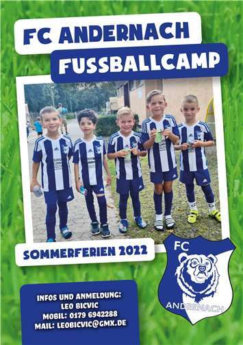 In den Sommerferien bietet der FC Andernach wieder zwei Fußballcamps für sechs- bis zwölfjährige Mädchen und Jungs auf dem Kunstrasenplatz im Stadion Andernach an. Copyright: FC Andernach