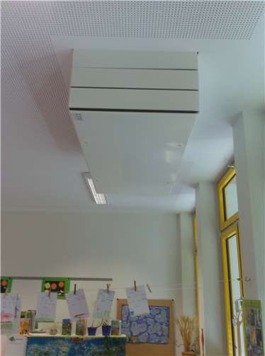 In der Grundschule Horbach sind bereits einige dezentrale RLT-Geräte eingebaut. Es gibt sie als Decken-, Wand- oder Standgeräte. Fotos: VG Montabaur