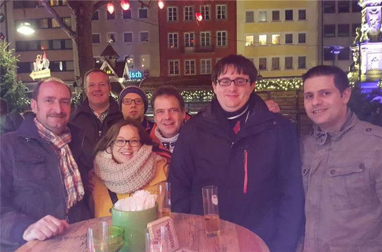 In der Kölner Altstadt hatte das Männerballett der KG Saffig viel Spaß.privat