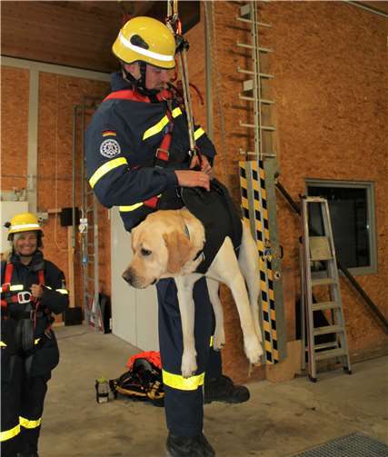In der praktischen Übung ging es für Hund und Herrchen in die Luft. THW Bendorf