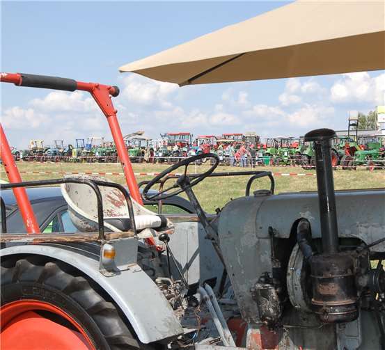 In reih und Glied versammelte sich eine dreistellige Zahl landwirtschaftlicherZugmaschinen auf dem Festgelände der Schlepperfreunde Wienau. Fotos: -KER-