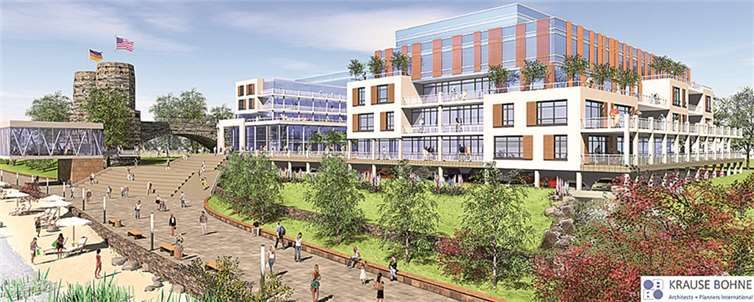 In unmittelbarer Nähe zum Friedensmuseum soll an der Remagener Rheinbrücke ein Vier-Sterne-Hotel entstehen. Repro AB