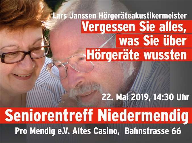 Infos zum Thema Hörgeräte gibt es im Seniorentreff am 22. Mai. Quelle: Pro-Mendig e.V.