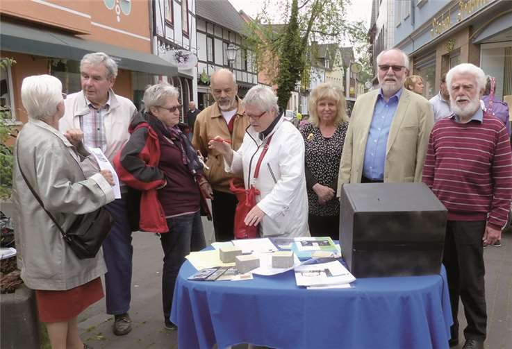 Intensive Gespräche führten die Mitglieder der BI mit ihren Besuchern am Stand in der Hauptstraße.WM