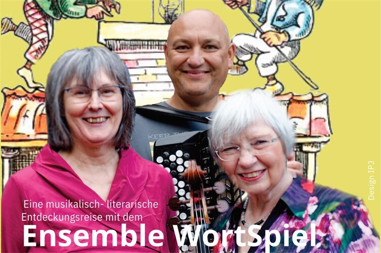 Iris Schürmann-Mock, Monika Recker-Johnson und Alexander Pankov bilden das Ensemble WortSpiel.