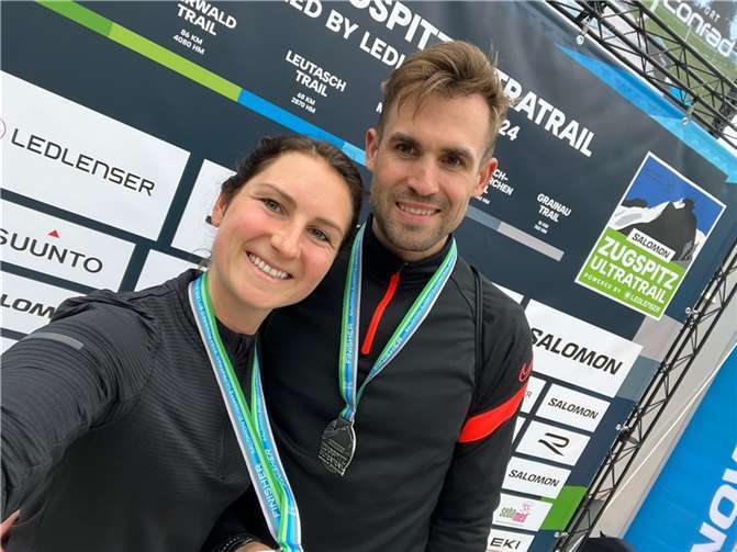 Isabel Klöckner und Tobias Wagner vom Lauftreff SV Weitersburg glücklich nach dem Zugspitz Ultratrail.  Foto: privat