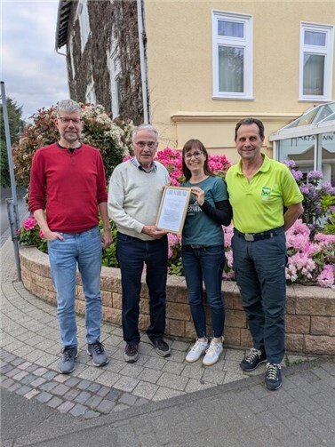 Ivo Rücker (Wegemanager des WesterwaldSteigs), Gottfried Lahr (ehemalige Wegepate des WesterwaldSteigs), Katrin Cramer (Westerwald Touristik-Service), Josef Rüth (Wegetechniker des WesterwaldSteigs).